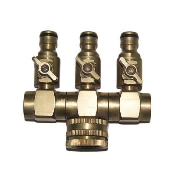 Distribuidor Triple con Grifo Latón