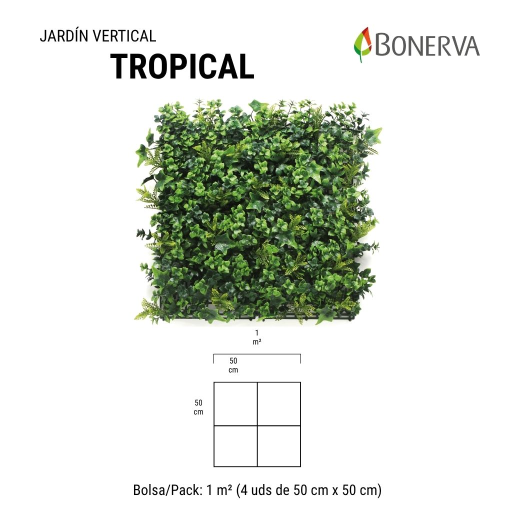 Jardín Vertical TROPICAL 1m2 (4 piezas 50x50cm) - Imagen 4